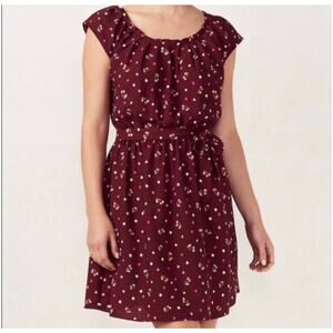 Lauren Conrad Women’s Sz S Novelty Cherry Print Tie Waist Short Dress Career